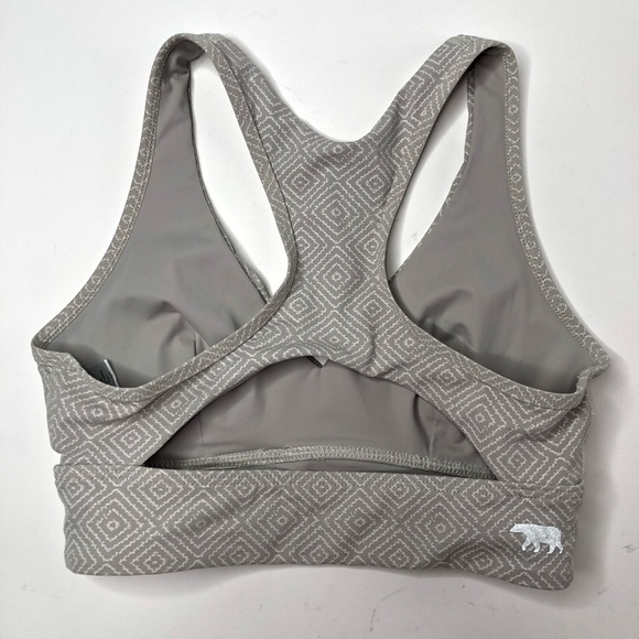 RUNNING Bare Light Grey Geometric Diamond Racerback Active Sports Bra SIZE XS - Picture 2 of 10